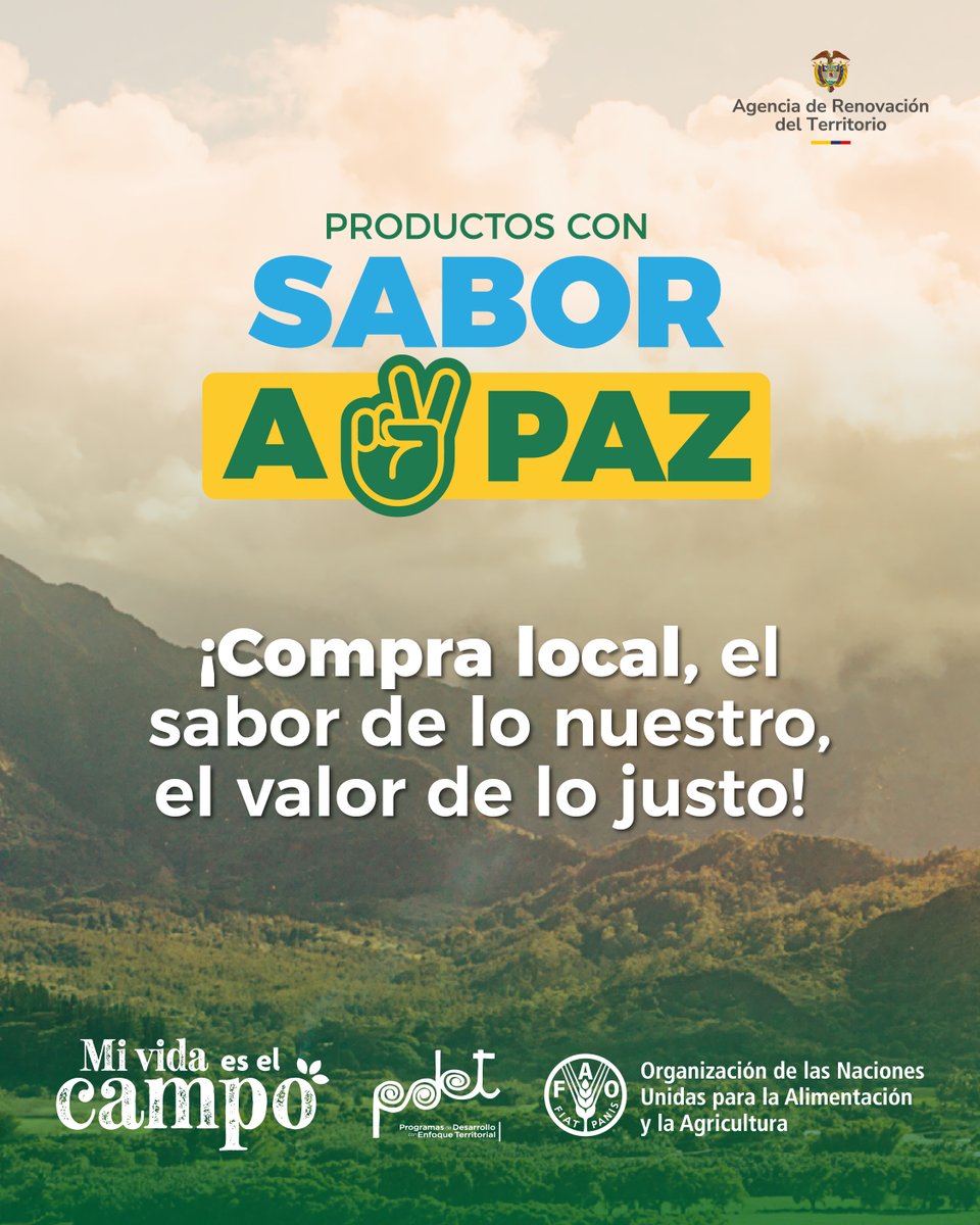 FAO Colombia (@fao_colombia) on Twitter photo En el Gran Mercado Campesino de la Plaza de Bolívar de Bogotá. Busca los “Productos con Sabor a Paz” de las zonas #PDET Sarakao de Saravena, Caña Selva de Puerto Caicedo, Oro Miel de Zaragoza y Café Dorado de Fonseca #TerritoriosDeVida con identidad #MiVidaEsElCampo <a href="/RenovacionCo/">Agencia de Renovación del Territorio</a> En el Gran Mercado Campesino de la Plaza de Bolívar de Bogotá. Busca los “Productos con Sabor a Paz” de las zonas #PDET Sarakao de Saravena, Caña Selva de Puerto Caicedo, Oro Miel de Zaragoza y Café Dorado de Fonseca #TerritoriosDeVida con identidad #MiVidaEsElCampo <a href="/RenovacionCo/">Agencia de Renovación del Territorio</a>