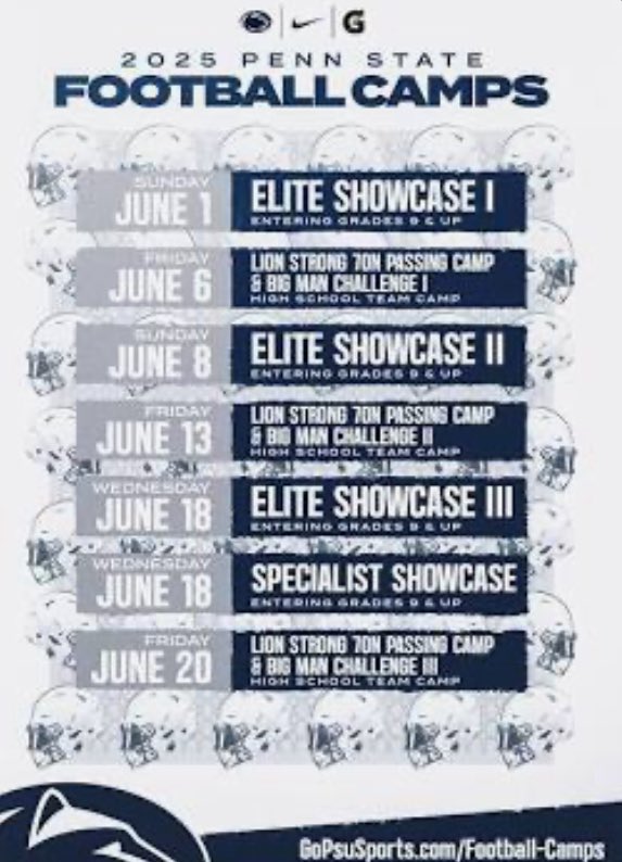 I will be at Penn State University for The Elite showcase QB camp On (June 18th) 🔥🔥