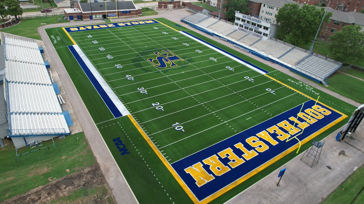 Southeastern Athletics (@gosoutheastern) on Twitter photo Finishing touches have been made on the installation of state-of-the-art Hellas turf.
#TakeCover | <a href="/SoutheasternFB/">Savage Storm Football</a> Finishing touches have been made on the installation of state-of-the-art Hellas turf.
#TakeCover | <a href="/SoutheasternFB/">Savage Storm Football</a>