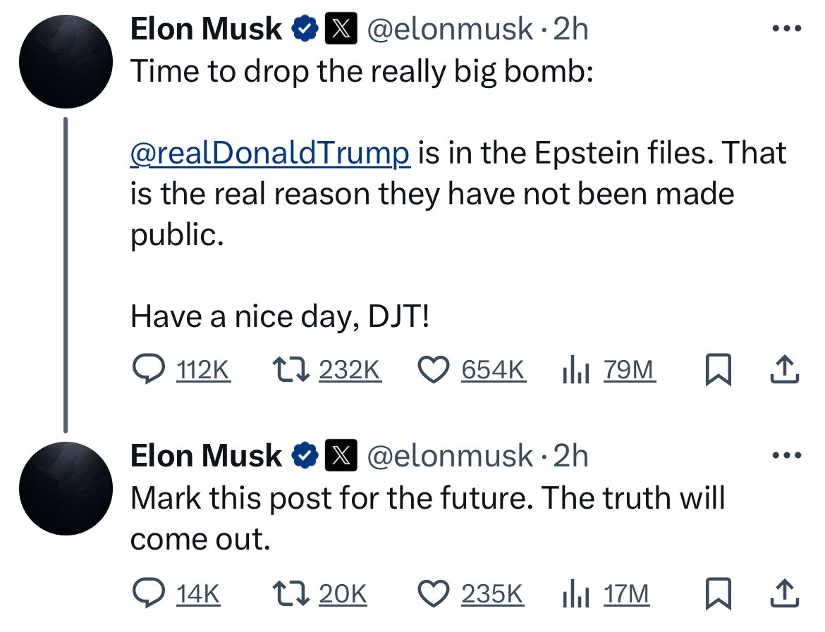This MUSK vs TRUMP fight is worthy of
Pay-per-view.