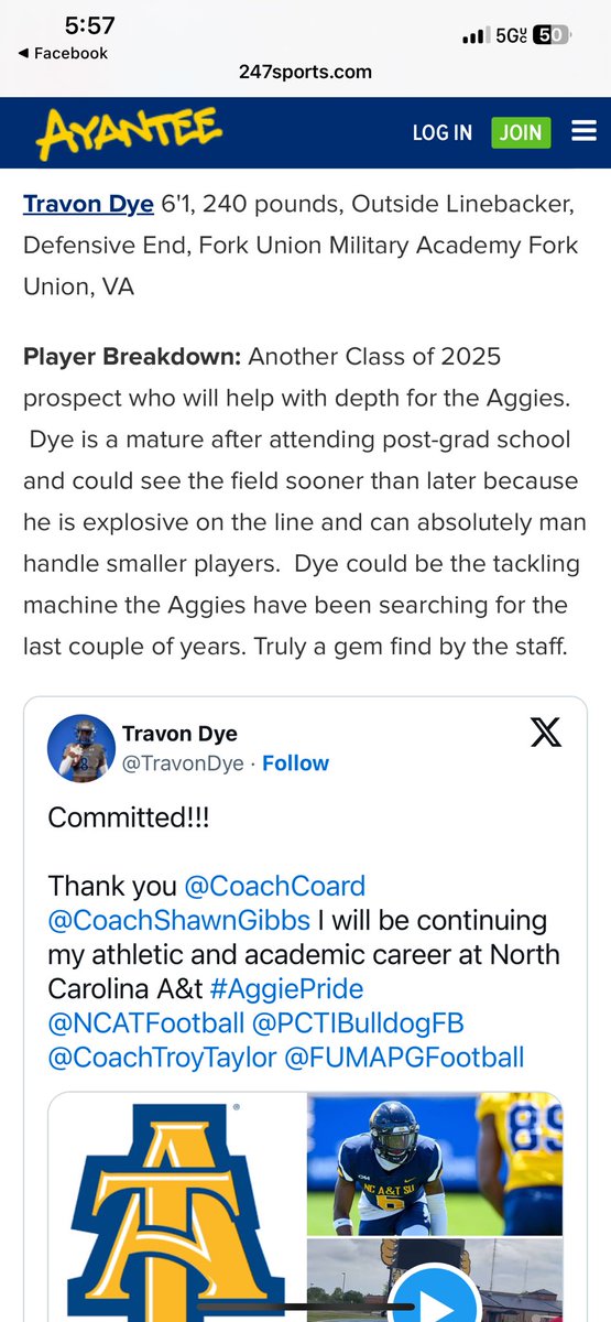 That’s our <a href="/PCTIBulldogFB/">Passaic Tech High School Football</a> BULLDOG!!!!! So excited to see how much he accomplished at <a href="/NCATFootball/">Aggie Pride</a> 🏈 <a href="/PCTI_Athletics/">PCTI Athletics</a> <a href="/TravonDye/">Travon Dye</a> <a href="/PCTVSFBRECRUIT/">PCTI Football Recruiting</a>