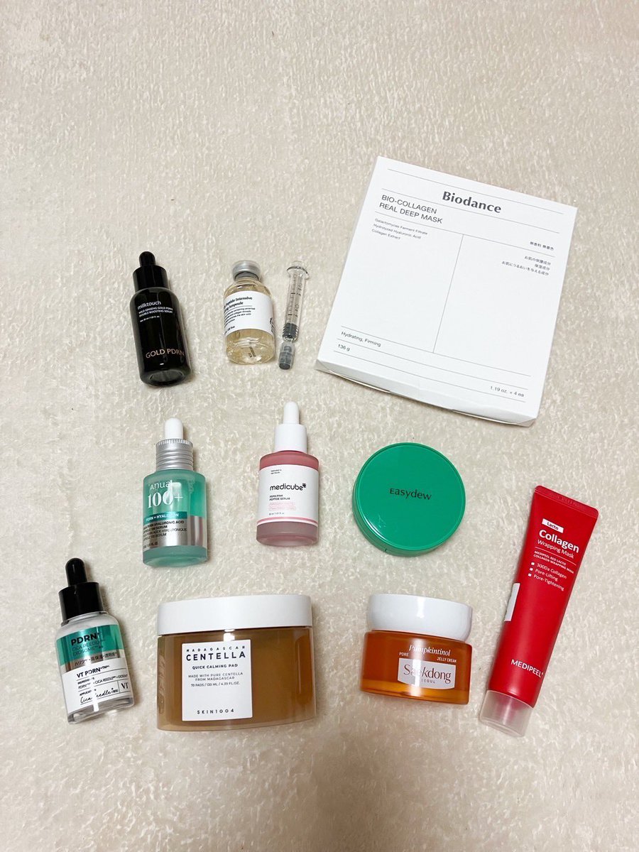 次回のQoo10メガ割に向けて推しスキンケア詰め込みました🇰🇷

🤍VT CosmeticsのリードルS PDRN+セラム
🤍セクトン・ソウルのパンプチノール ポアゼリークリーム
🤍EasydewのイージーデューDW-EGF メラB トーニングセラム クッション
🤍AnuaのPDRN ヒアルロン酸カプセル 100 セラム
🤍MILK