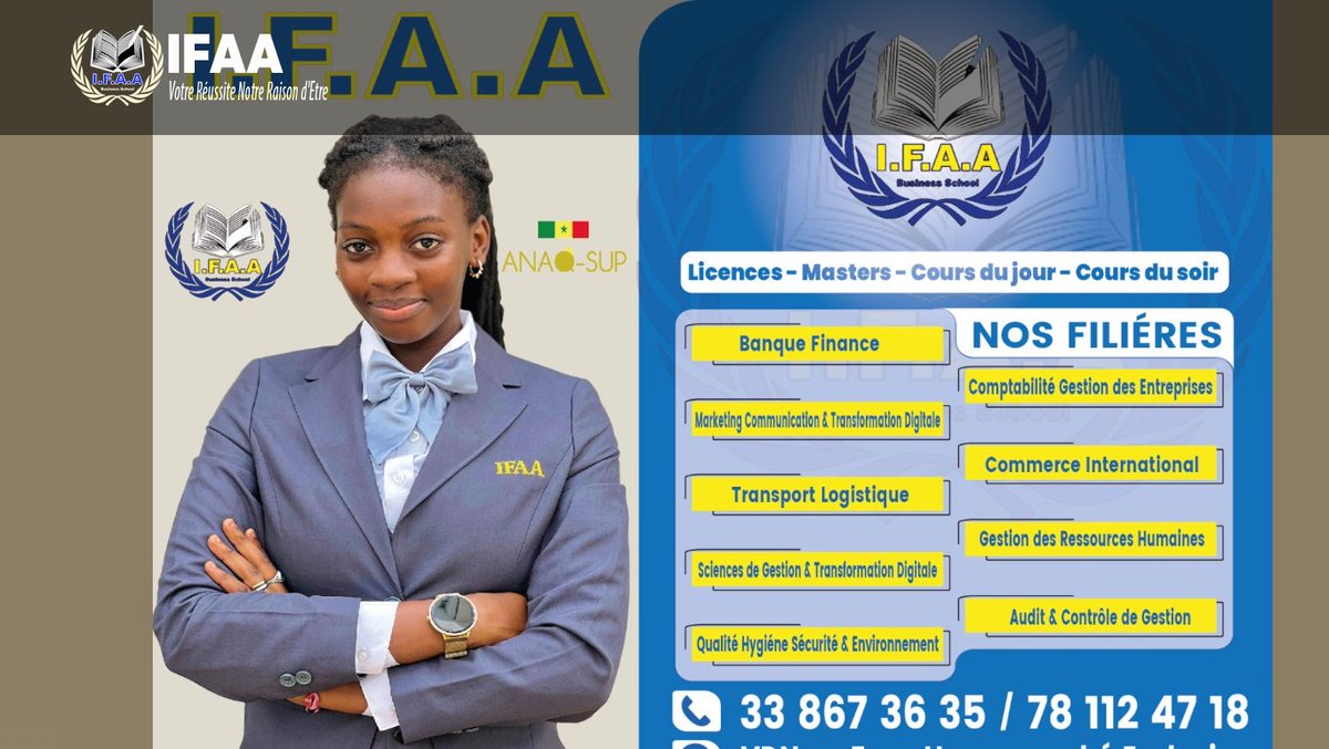 IFAA, 1er institut au Sénégal à accepter Bitcoin!  En adoptant cette techno, IFAA booste l'accès à la formation et s'inscrit dans l'avenir de la finance. 
Entrepreneurs, intégrez Bitcoin pour moderniser vos services et attirer une clientèle mondiale!
#Bitcoin #Senegal