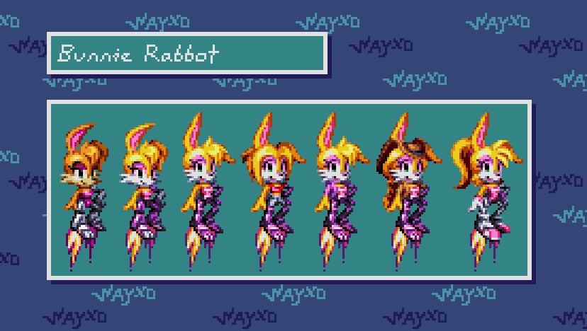 Siguiendo con los sprites 
Decidí hacer varios sprites de bunnie rabbot 
Espero que les guste 😄
#sonicfanart #sonicarchie #bunnierabbot #sprites #sonicsprites