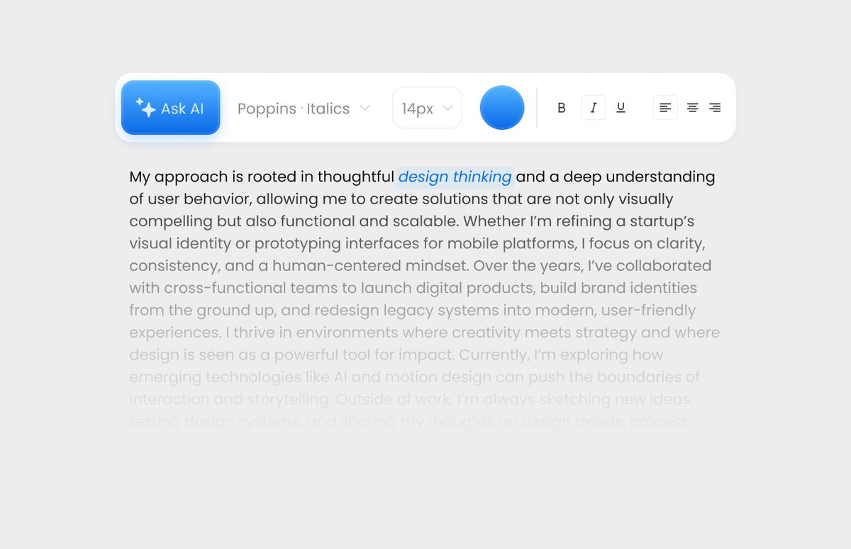 AyoTheDesigner (@ayomide_designs) on Twitter photo Exploring soft UI and microinteractions through this βAsk AIβ button concept inspired by the refined design language of <a href="/JayDwivedi_/">Jay Dwivedi</a> . Studying how subtle gradients, depth, and typography choices can elevate functionality. Exploring soft UI and microinteractions through this βAsk AIβ button concept inspired by the refined design language of <a href="/JayDwivedi_/">Jay Dwivedi</a> . Studying how subtle gradients, depth, and typography choices can elevate functionality.