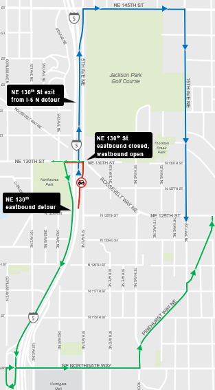 साउंड ट्रांजिट कॉन्ट्रैक्टर क्रू नॉर्थबाउंड I-5