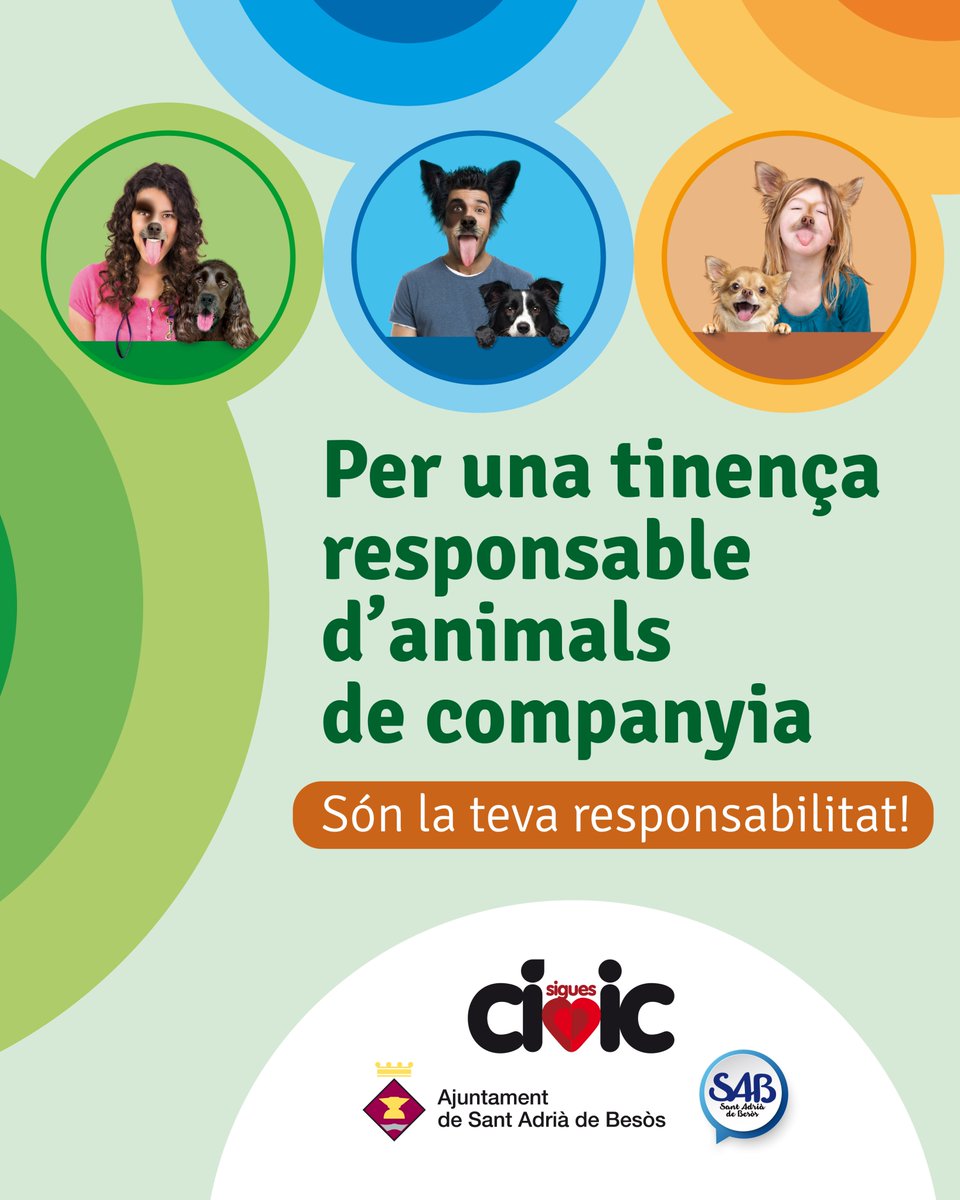 AjSantAdria's tweet photo. 🐶 Tens gos? Aquest juny tens una cita al teu barri.

Del 10 al 26/6, carpes informatives amb agents cívics, consells i repartiment d’ampolles per netejar els orins.

Consulta dates i llocs 👉 https://t.co/j1PCJvd2wU
#SAB #TinençaResponsable https://t.co/dsdXLDeeol