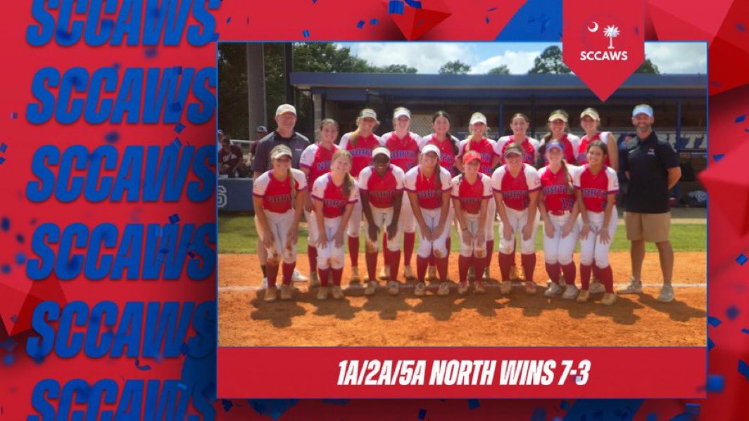 KaylaButler2025's tweet photo. Really enjoyed playing @SC_CAWS 
1A/2A/5A North South All Star game today taking home the win! I got to catch one of my new teammates @adrienbeak who will be joining me at @NGUSoftball_ in the fall! 
@BHSAth1etics @CarolinaCurveW https://t.co/QgbtHGQ7wI