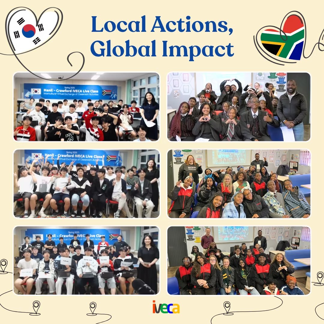 Last week marked the close of a remarkable chapter for #SouthAfrican students at Crawford International Ruimsig, wrapping up their first-ever #IVECA Live Classes with two Korean schools. 🇿🇦🤝🇰🇷 

Read more 👉tinyurl.com/SouthAfricaJoi…
#GCED #GlobalImpact #SDGs #VirtualExchange