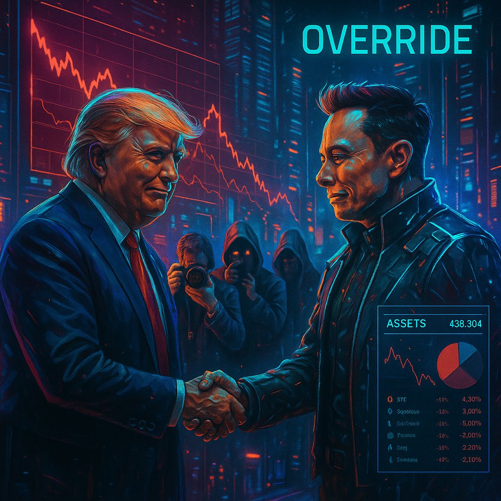 overrideExe's tweet image. Feels like a distraction..
While they stage beef in front of cameras, markets bleed in silence.
Override doesn’t get distracted.
Override tracks the real flow.
🧠 Noise = manipulation
⚔️ This is protocol.
#OverrideProtocol #Trump #Musk #MarketTheater