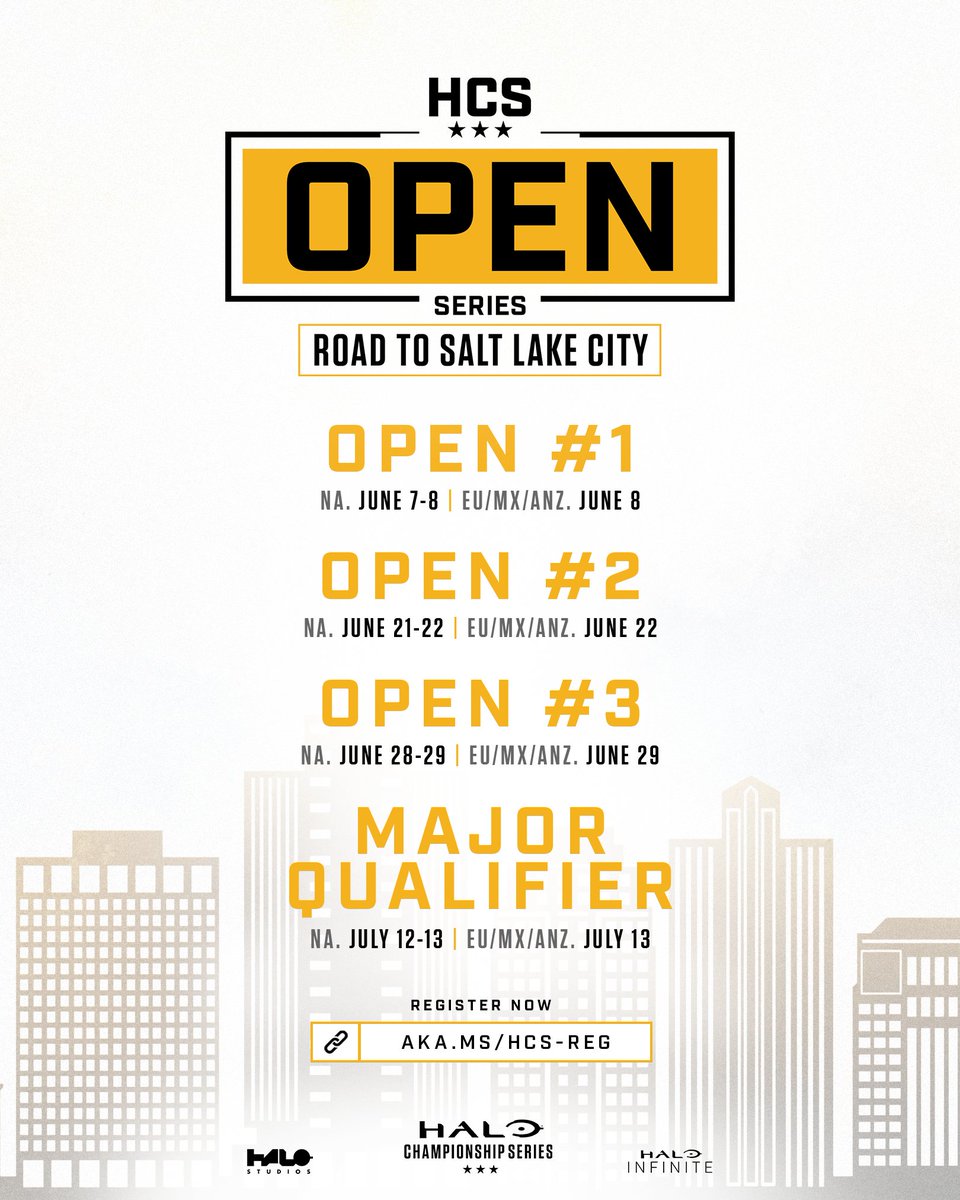 Halo Esports (@hcs) on Twitter photo The #HCSOpenSeries: Road to Salt Lake City kicks off this weekend π
Assemble your squad, compete for cash, and qualify for the #HCSSLC25 Major hosted by <a href="/Spacestation/">Spacestation Gaming</a>!
π aka.ms/HCS-Reg The #HCSOpenSeries: Road to Salt Lake City kicks off this weekend π
Assemble your squad, compete for cash, and qualify for the #HCSSLC25 Major hosted by <a href="/Spacestation/">Spacestation Gaming</a>!
π aka.ms/HCS-Reg