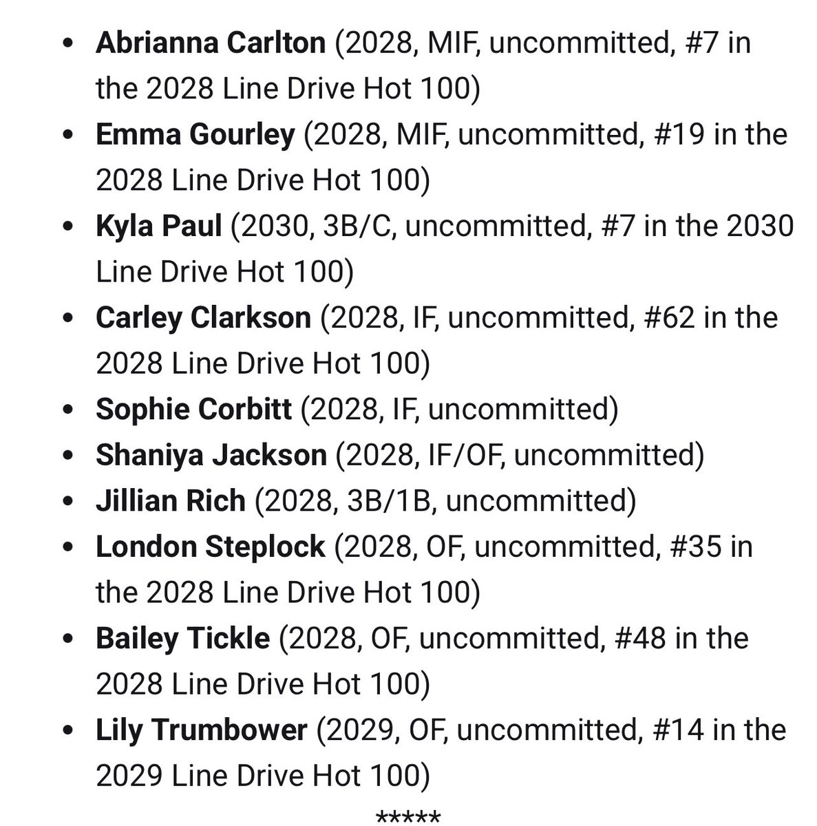 Top Gun National 18U (@tga_turner) on Twitter photo Opening up the summer season at #13 in the <a href="/LineDsoftball/">Line Drive Media</a> 14U National Rankings. Big time talent all over the field with this group:
Elite pitching ✅
Elite speed ✅
Elite Power ✅
Elite Defense ✅
Haven’t yet been a full strength, but that changes at the <a href="/Team1_fastpitch/">Team 1 Fastpitch</a> Elite Opening up the summer season at #13 in the <a href="/LineDsoftball/">Line Drive Media</a> 14U National Rankings. Big time talent all over the field with this group:
Elite pitching ✅
Elite speed ✅
Elite Power ✅
Elite Defense ✅
Haven’t yet been a full strength, but that changes at the <a href="/Team1_fastpitch/">Team 1 Fastpitch</a> Elite
