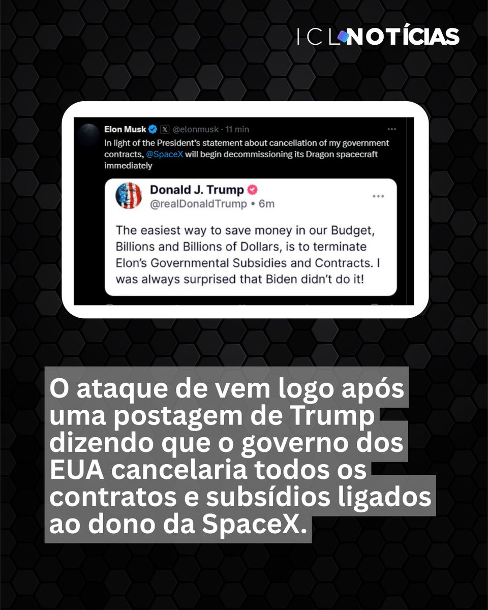 Elon Musk acusou o presidente americano Donald Trump de ligações estreitas com Jeffrey Epstein, empresário acusado de montar uma rede de exploração sexual de menores. Musk diz que o relatório sobre Epstein só não foi tornado público porque Trump é mencionado.