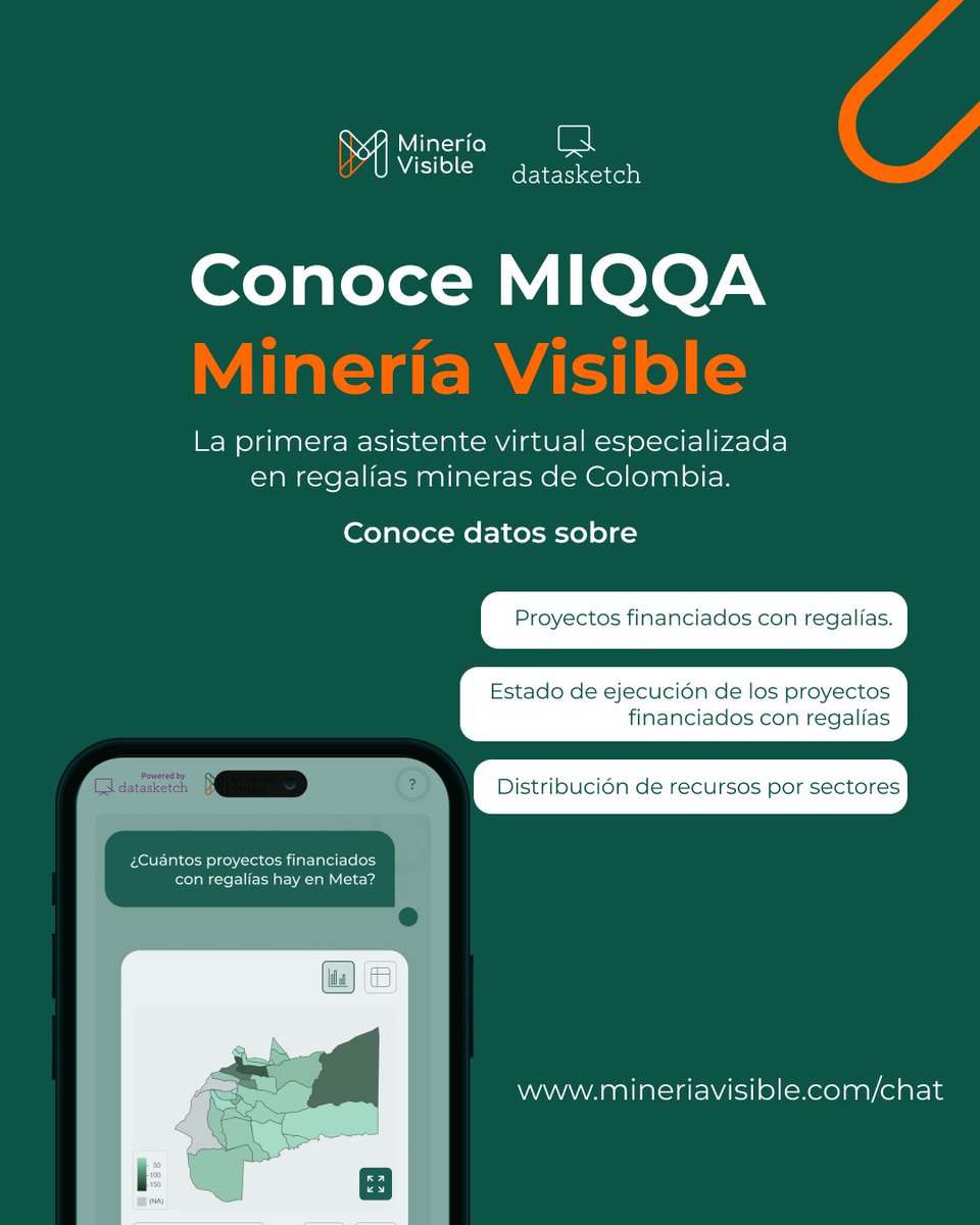 ¿Necesitas información sobre proyectos de regalías mineras? 🔍
Deja de buscar en múltiples páginas web. Ahora solo pregúntale a nuestro agente de IA:
"¿Qué proyectos financiados con regalías hay en mi municipio?"
Y obtienes la respuesta al instante ⚡
👉 mineriavisible.com/chat