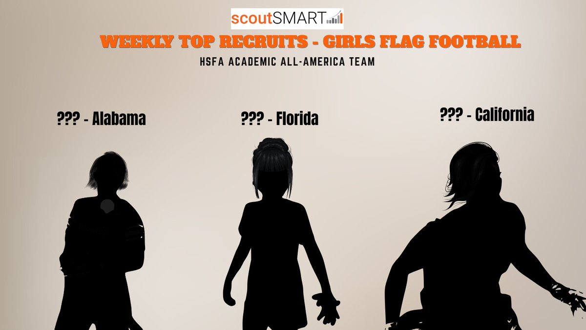 Our FIRST Girls Flag "TOP RECRUITS OF THE WEEK" email went out to flag college coaches today! 

COACHES: Log into your #scoutSMART acct to view complete profiles.

RECRUITS: FIND OUT TOMORROW AFTERNOON! Feel free to guess based on the silhouettes in the comments.