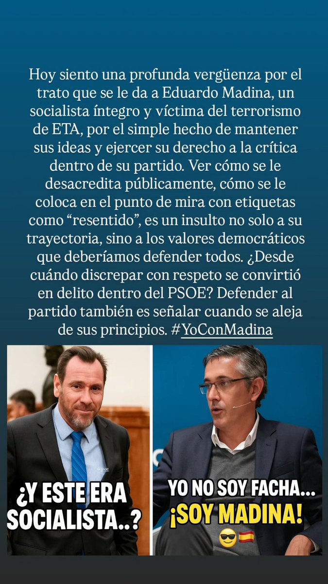 tonidonado's tweet photo. #YoConMadina #PSOE #Noticias #españa #facha https://t.co/tzUcj83bD0
