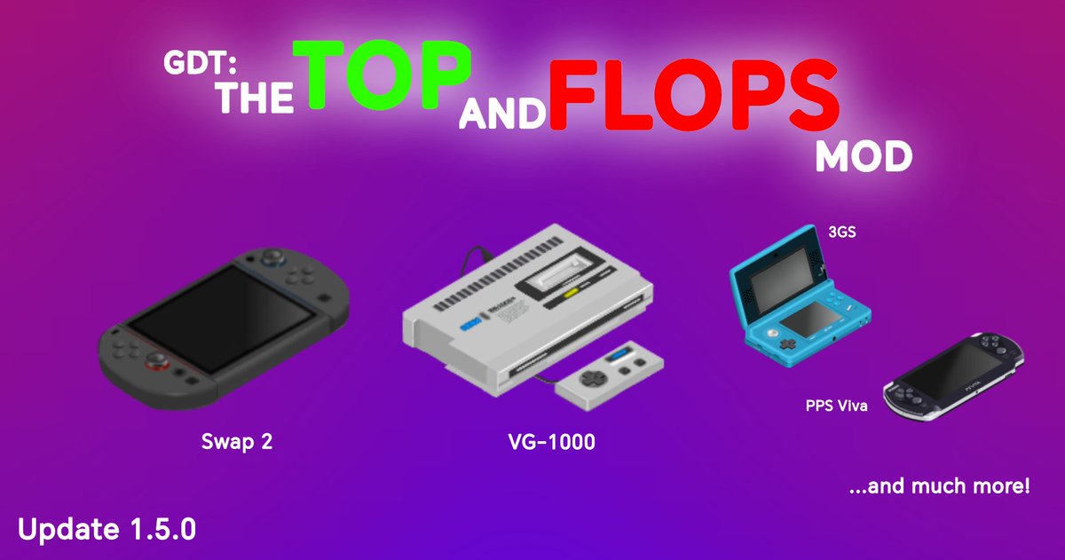 nobody works faster than the GDT Modding community and I can prove it

WildLukah just updated The Top And Flops Mod with the Ninvento Swap 2!!!
steamcommunity.com/sharedfiles/fi…