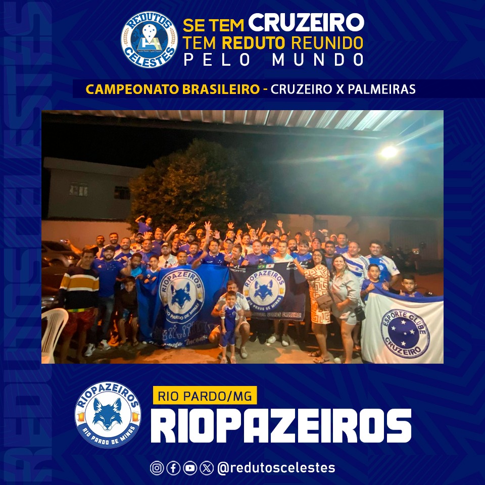 O reduto <a href="/Riopazeiros/">RIOPAZEIROS</a> se reuniu no jogo do <a href="/Cruzeiro/">Cruzeiro 🦊</a> contra o Palmeiras pelo brasileirão.

Cruzeirenses pelo Mundo #SomosCruzeiro

#RedutosCelestes #Cruzeiro
#CampeonatoBrasileiro2025