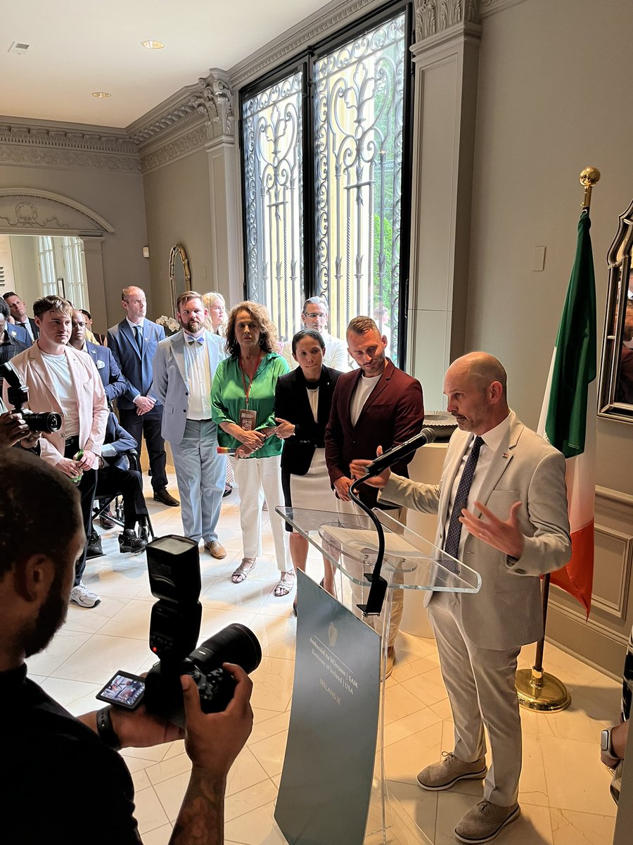 We are celebrating pride, visibility, courage and global solidarity at <a href="/IrelandEmbUSA/">Embassy of Ireland, USA</a> with partners from around the World! 🏳️‍🌈🏳️‍⚧️🌍