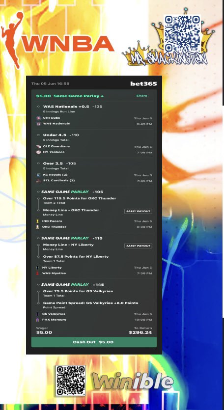 Tonite lay tap in #NBAFinals #Wnba #Mlb #Bet365