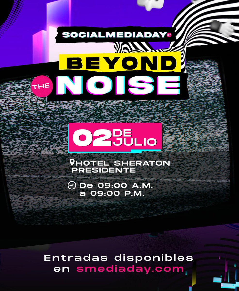 prensagrafica's tweet photo. Ponencias que dejan huella. Descubrí cómo llevar tu marca BEYOND THE NOISE.

🎤 Con grandes speakers y ponencias únicas.

🗓️ 2 de julio – 9:00 a.m. 

🔗¡Entradas a la venta! https://t.co/FmVRVDGlxz

#SMDAY2025 #FaridDieck #ElSalvador #Eventossv #SocialMediaDay https://t.co/Ihi4w7AZJG