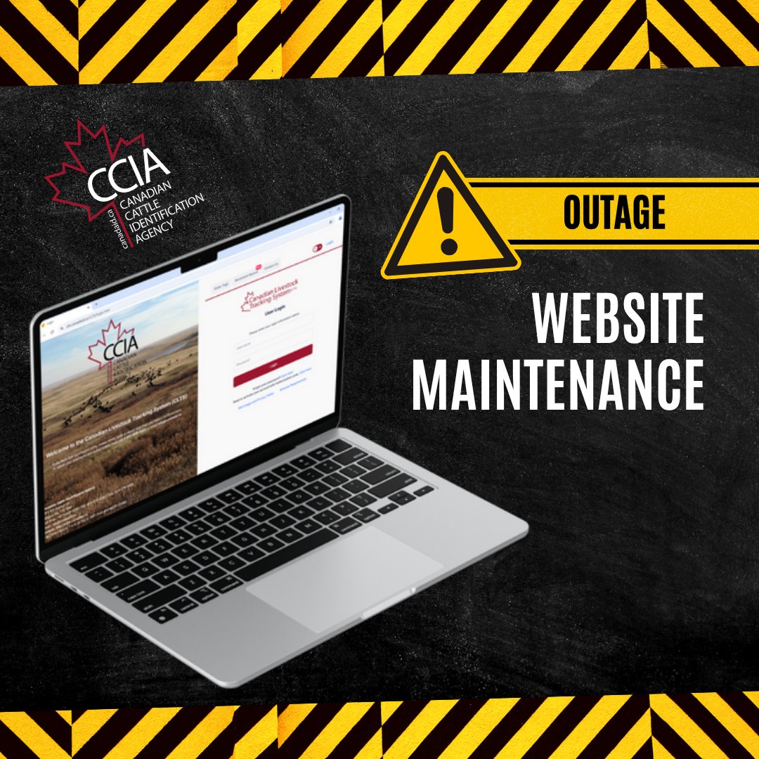 CCIA’s webstore and Canadian Livestock Tracking System (CLTS) will be unavailable tonight, June 5, from 9 p.m. to 10 p.m. (MDT) due to scheduled network maintenance. Please plan ahead if you need to complete any online transactions.