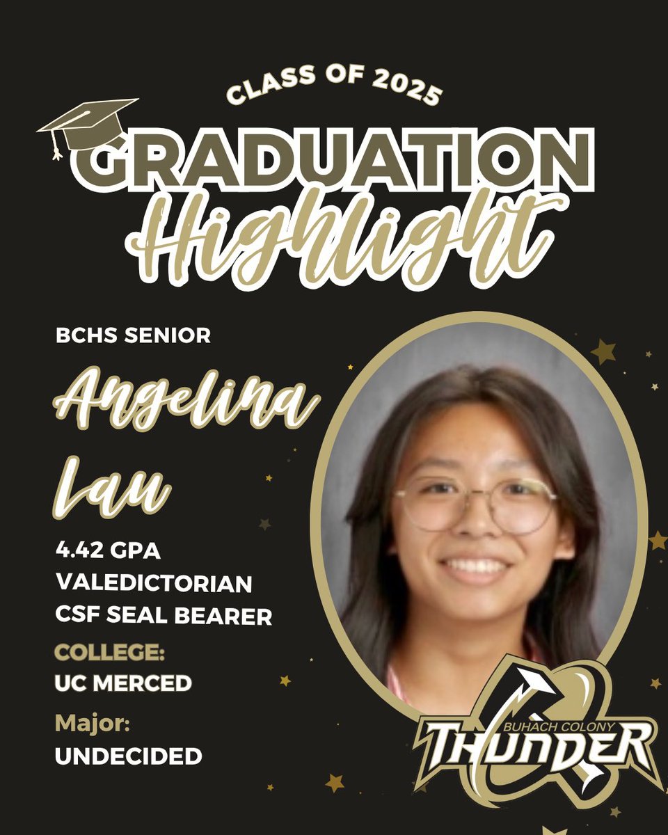 BC is incredibly proud to recognize Angelina Lau as an MUHSD Top Scholar and one of our Top 10 Seniors. ⚡️⚡️⚡️