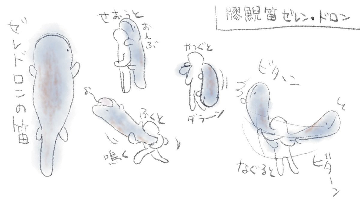 作品名: 膠鯢笛ゼレン・ドロン
作品紹介文:レイトウマグロやお団子双剣、砲モロコシみたいなアホ全開の可愛い狩猟笛が欲しいよー！！というわけで最近人気のオオサンショウウオ体型のかわいい子を背負わせて下さい
ペンネーム:dovroski
#武器エントリー
#MHWilds
#マグロみたいにアホ全開の笛が欲しい