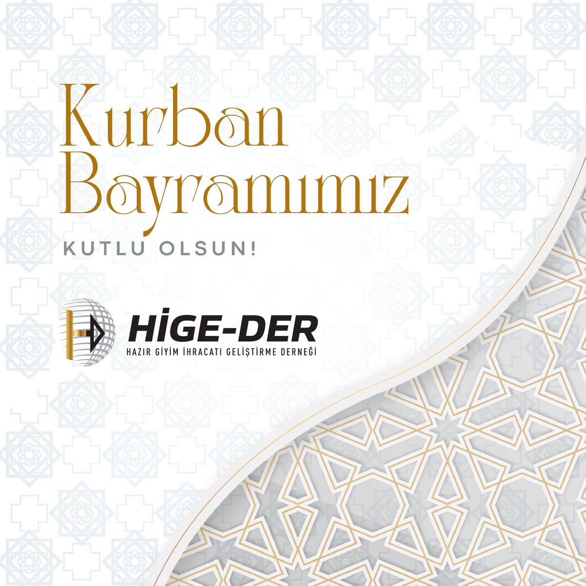 Kurban Bayramınızı yürekten kutlar, sevgimizin, kardeşliğimizin güçlendiği, hoşgörü, paylaşım ve yardımlaşma duygularının hakim olduğu nice coşku dolu bayramlar dilerim.

Hüseyin Öztürk
Hazır Giyim İhracatı Geliştirme Derneği (HİGE-DER)
Yön. Krl. Bşk.

#Bayram #KurbanBayramı