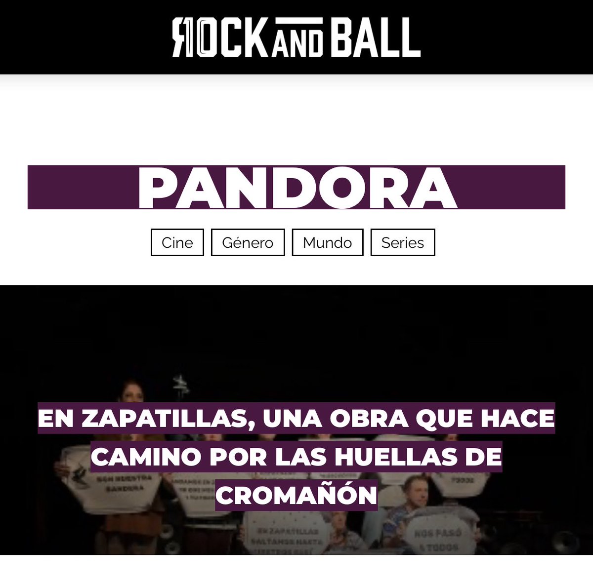 🎭 EN ZAPATILLAS / reseña
<a href="/rockandball/">Rock And Ball</a> <a href="/Javierhgarcia/">Javier Hernán Garcia</a> 
📍VIERNES 20 Hs - Espacio Callejón
🎫 ENTRADAS <a href="/AlternativaEsc/">Alternativa</a> 

rockandball.com.ar/pandora/en-zap…