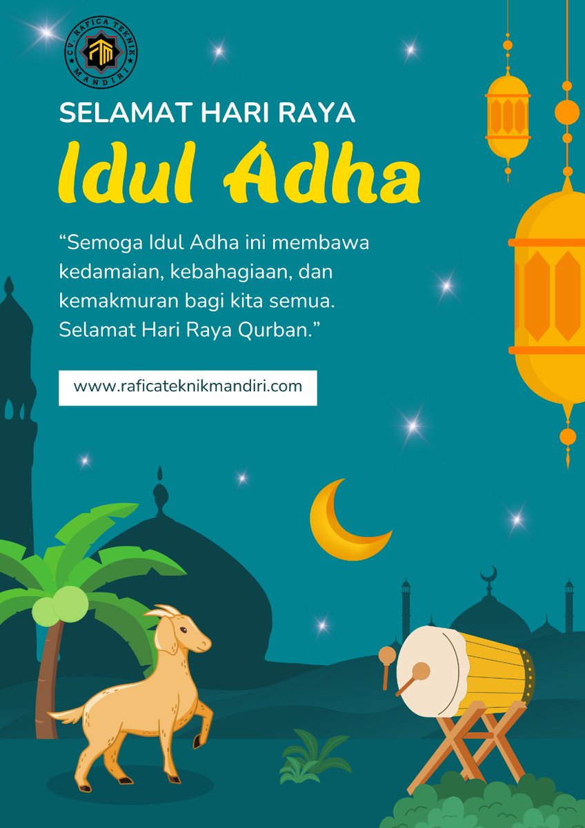 serviceac_RTM's tweet photo. CV Rafica Teknik Mandiri mengucapkan:

Selamat Hari Raya Idul Adha 1446 H
Semoga semangat berkurban menumbuhkan keikhlasan, kepedulian, dan keberkahan dalam hidup kita semua.
Semoga Allah SWT menerima amal ibadah dan kurban kita, serta memberikan kesehatan, rezeki yang halal https://t.co/c4HAJy9a6h