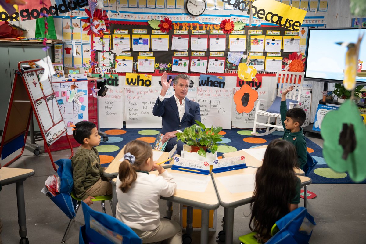 CAgovernor's tweet photo. California is launching a step-by-step, multi-year literacy plan to improve student reading achievement across the state.

Literacy is a critical pathway to success, and all kids deserve to discover the joy, benefit, and power derived from formulating and expressing their ideas. https://t.co/P2IYE7tOIr