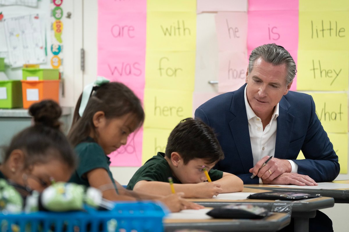 CAgovernor's tweet photo. California is launching a step-by-step, multi-year literacy plan to improve student reading achievement across the state.

Literacy is a critical pathway to success, and all kids deserve to discover the joy, benefit, and power derived from formulating and expressing their ideas. https://t.co/P2IYE7tOIr