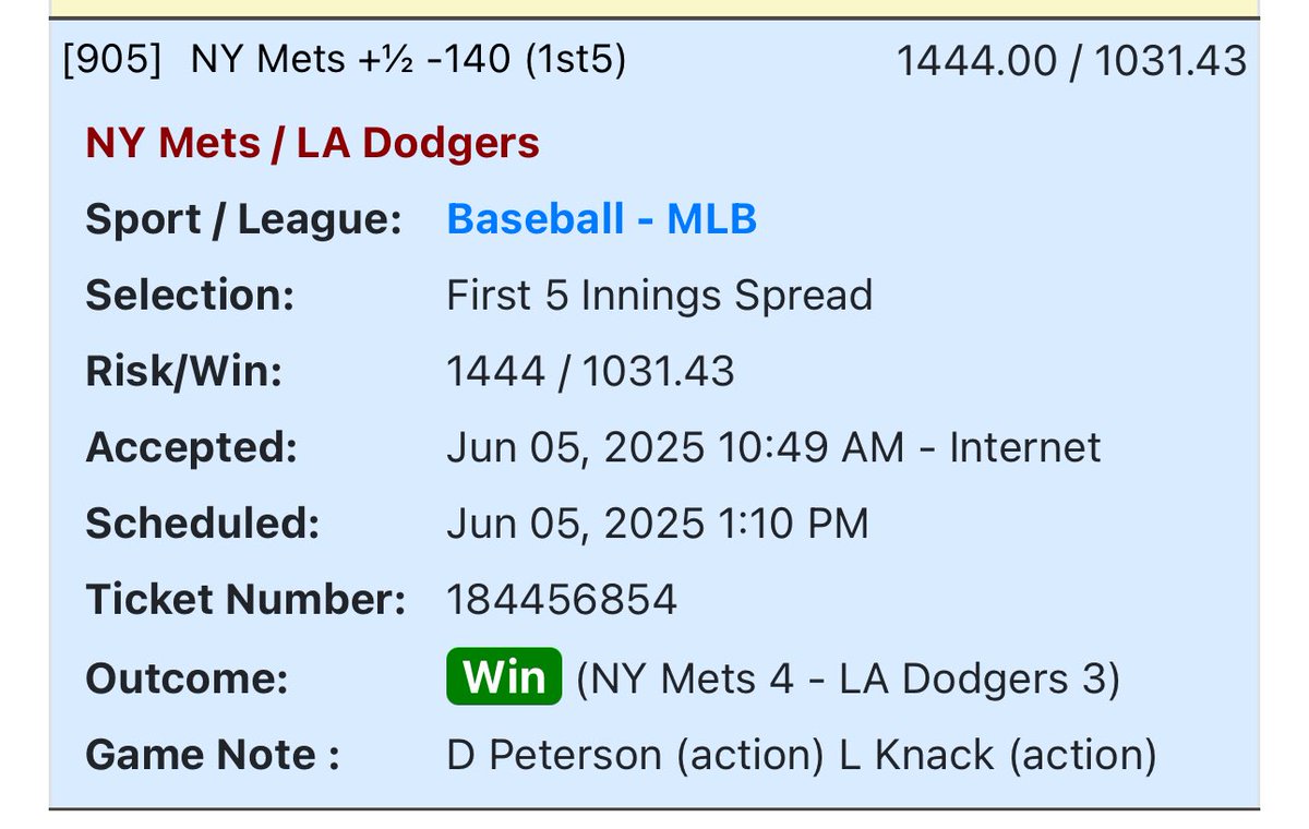 youlovejuice's tweet photo. Winner!!! LIVE BET 💣
@Dodgers ML
Cashed the Mets F5 and Dodgers ML. Same game.
Surgical. #MLBKing ⚾️ https://t.co/ZNS3BcPywi