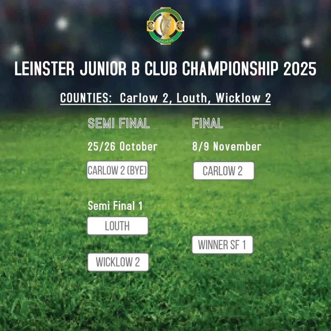 Details of this year's Junior B Club Championship

#LeinsterCamogie #camogie