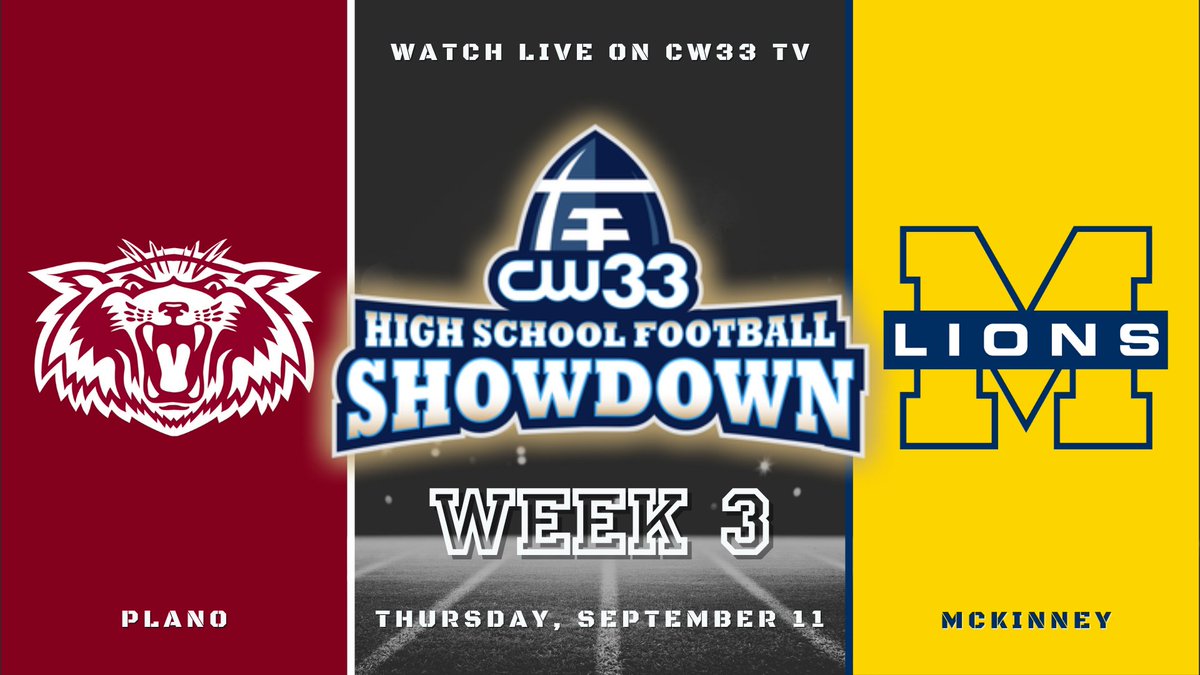 Chris Mycoskie ποΈ (@mycoskie) on Twitter photo WEEK 3:
Thursday, Sept. 11
<a href="/PlanoFootball/">Plano Football</a>
at
<a href="/McKinneyFBall/">MHS Lions Football</a>
LIVE on <a href="/CW33/">CW33 TV</a> TV
The Lions beat the Wildcats 28-26 in last yearβs district opener. It mattered a great deal at the end of the season, as MHS got into the playoffs but Plano missed out. WEEK 3:
Thursday, Sept. 11
<a href="/PlanoFootball/">Plano Football</a>
at
<a href="/McKinneyFBall/">MHS Lions Football</a>
LIVE on <a href="/CW33/">CW33 TV</a> TV
The Lions beat the Wildcats 28-26 in last yearβs district opener. It mattered a great deal at the end of the season, as MHS got into the playoffs but Plano missed out.