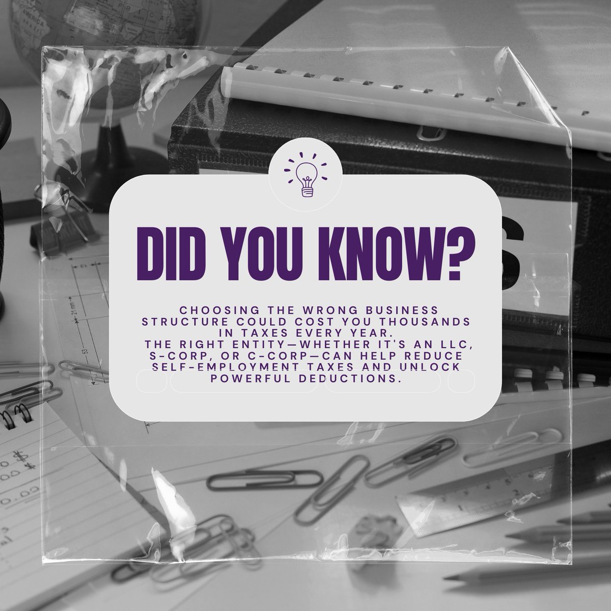 AbundantConsult's tweet image. Did You Know?
Choosing the wrong business structure could cost you thousands in taxes every year. 📷
#DidYouKnow #BusinessStructureMatters #TaxEfficiency #SmartTaxMoves #AbundantTaxSolutions #EntrepreneurTips #TaxHelpForBusinessOwners #TaxPlanning2025