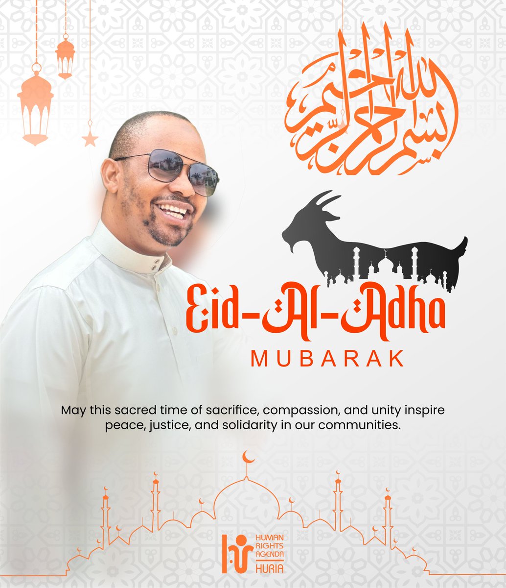 Eid Mubarak! 🕋 

HURIA wishes all Muslim brothers &amp; sisters a blessed Eid ul-Adha. 

May this time of sacrifice &amp; compassion inspire peace, justice, &amp; solidarity. #EidMubarak #HURIA