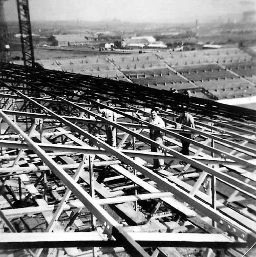 Construction of the new West Stand at Elland Road, 1957.