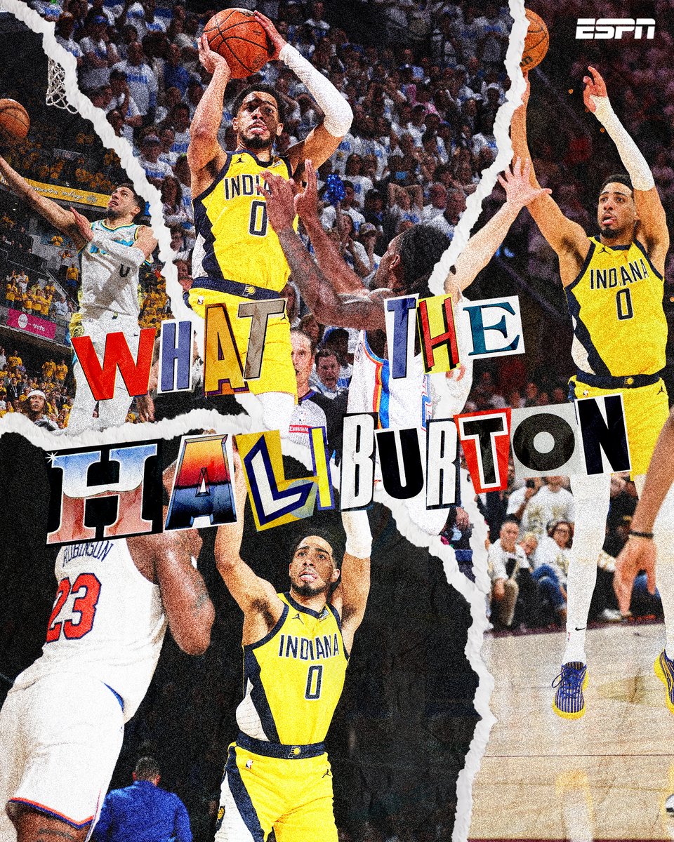 espn's tweet image. OVERRATE THAT.

Tyrese Haliburton has hit FOUR game-tying or go-ahead shots in the final 5 seconds of a game in these playoffs 😳