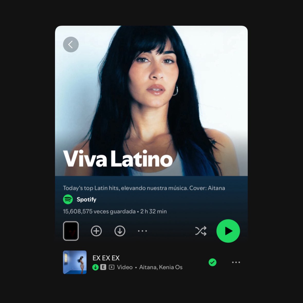 “EX EX EX” de <a href="/Aitanax/">AITANA</a> &amp; @KeniaOs es ahora la canción #1 en ‘Viva Latino’ en Spotify.
