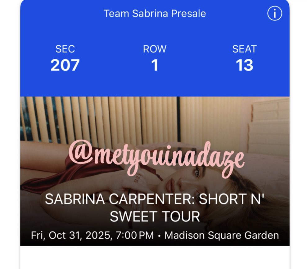 still selling my sabrina carpenter 10/31 halloween ticket!! selling for fv $490 🤎