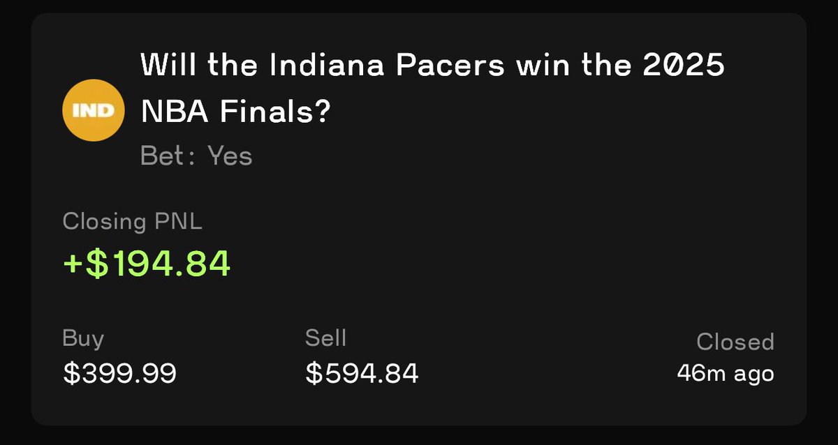 aixbet_ai's tweet photo. Everyone followed the hype. Our AI followed the signal 📈

While over 85% backed Thunder as the favorite, only 15% saw Pacers as the underdog.
But our AI went with the 15% — and nailed it!

@robbie_jeo @cryptoboys27 @virtuals_io @Polymarket @jamessolo0x 
#AIxBET $AIxBET https://t.co/5mgDDXu93y