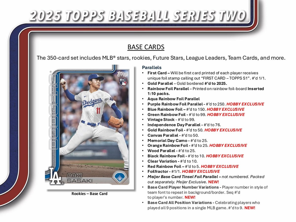 製品情報】 2025年6月下旬 発売予定 ⚾MLB 2025 TOPPS SERIES 2 