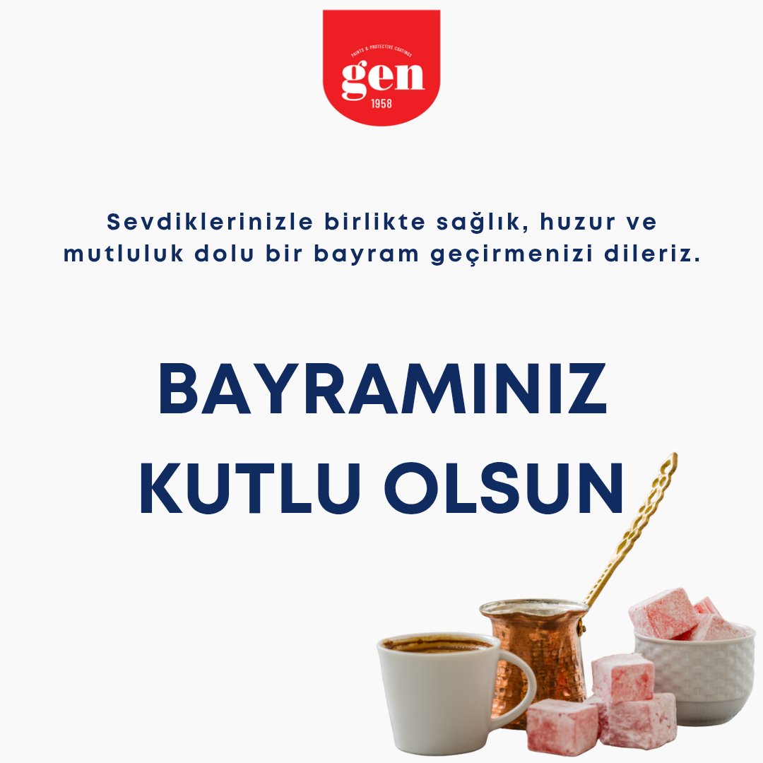 Gen Boya ailesi olarak, sevdiklerinizle birlikte sağlık, huzur ve mutluluk dolu bir bayram geçirmenizi dileriz.
Bayramınız kutlu olsun.
#GenBoya #1958denBugüne
