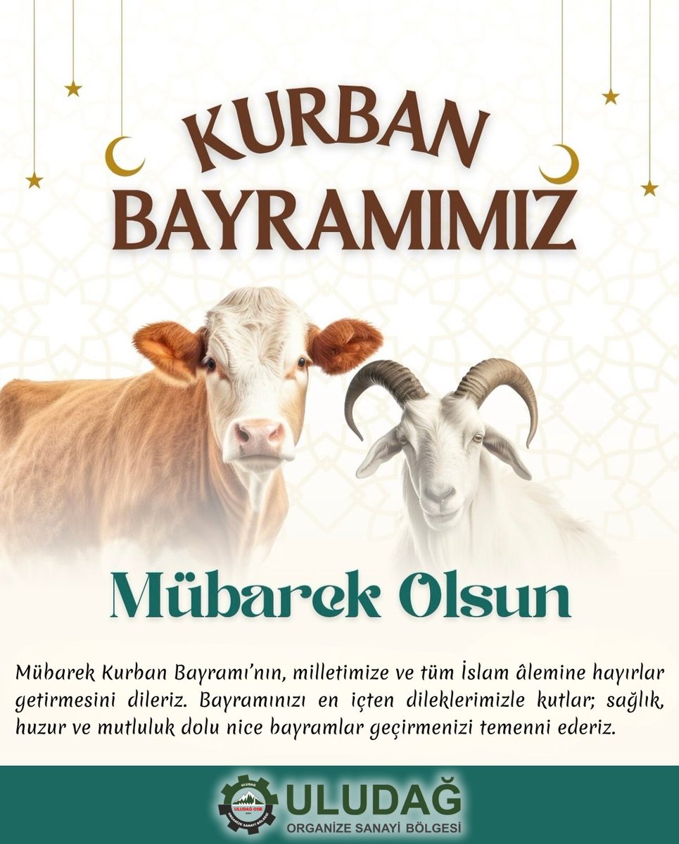 Mübarek Kurban Bayramı’nın, milletimize ve tüm İslam âlemine hayırlar getirmesini dileriz. Bayramınızı en içten dileklerimizle kutlar; sağlık, huzur ve mutluluk dolu nice bayramlar geçirmenizi temenni ederiz.