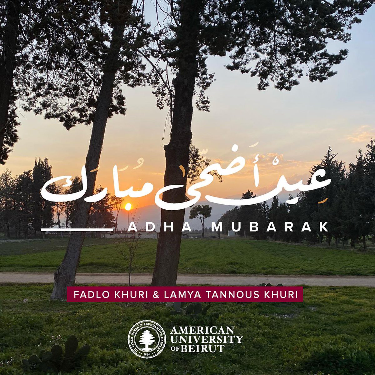 Dr. Fadlo Khuri (@drfadlokhuri) on Twitter photo Lamya and I extend our best wishes for Eid Adha Mubarak to the <a href="/AUB_Lebanon/">American University of Beirut</a> community and all celebrating. We hope and pray that the sacrifice of Abraham can inspire us all to treasure our common humanity and work together for peace. Lamya and I extend our best wishes for Eid Adha Mubarak to the <a href="/AUB_Lebanon/">American University of Beirut</a> community and all celebrating. We hope and pray that the sacrifice of Abraham can inspire us all to treasure our common humanity and work together for peace.