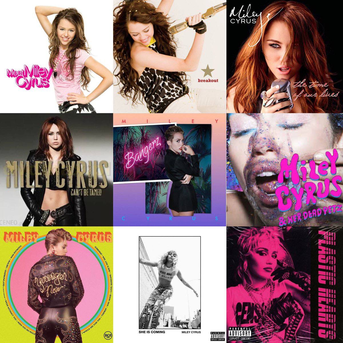 Miley Cyrus lists her favorite songs from her albums: 

East Northumberland High
The Driveway
Take Me Along
SMS (Feat. Britney Spears).
Cyrus Skiez
Malibu
Slide Away
hate me
Handstand 
Every Girl You've Ever Loved