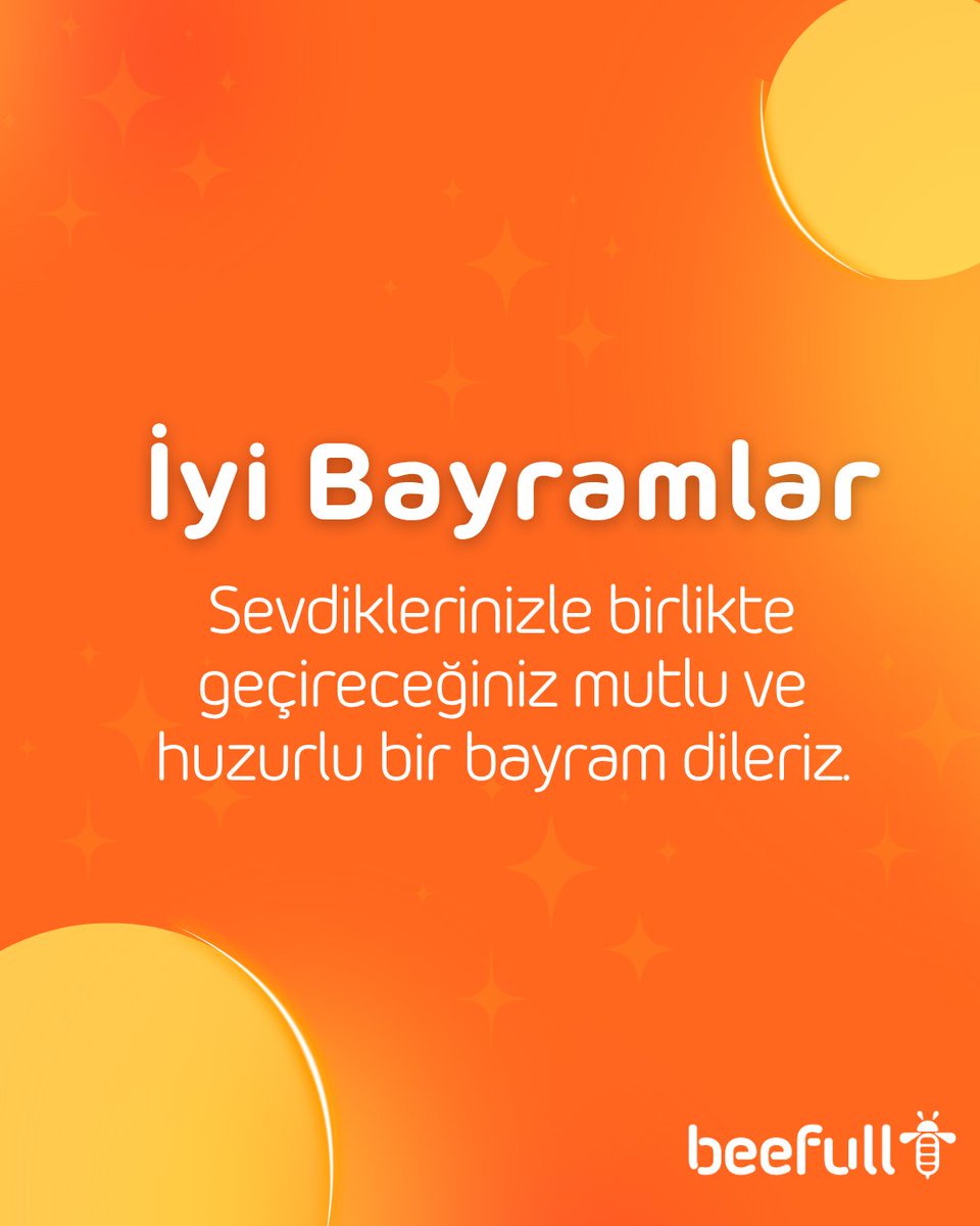 Sevdiklerinizle birlikte, sağlık ve mutluluk dolu bir Kurban Bayramı geçirmenizi dileriz! Bayramımız kutlu olsun!❤️ ​

#beefull