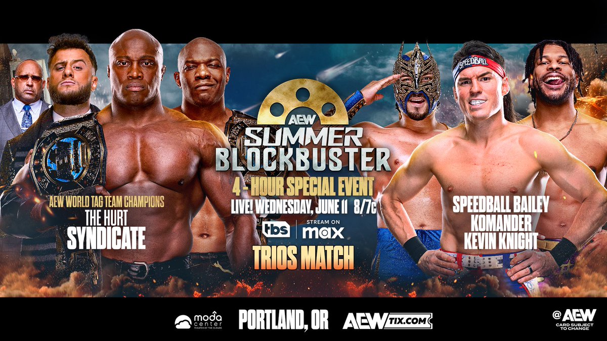 All Elite Wrestling (@aew) on Twitter photo THIS WEDNESDAY, 6/11!
Don't miss 4 HOURS of AEW action coming to you LIVE on #AEWSummerBlockbuster!
It all starts at 8pm ET/7pm CT on <a href="/TBSNetwork/">TBS Network</a> + @SportsOnMAX! THIS WEDNESDAY, 6/11!
Don't miss 4 HOURS of AEW action coming to you LIVE on #AEWSummerBlockbuster!
It all starts at 8pm ET/7pm CT on <a href="/TBSNetwork/">TBS Network</a> + @SportsOnMAX!